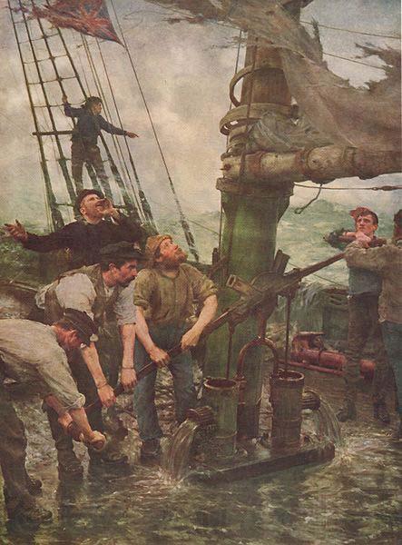 Henry Scott Tuke ALL HANDS TO THE PUMPS Spain oil painting art